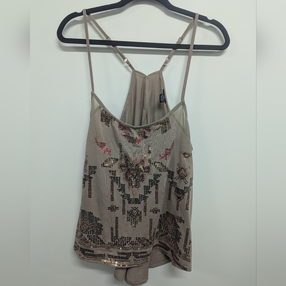 Rue21 Taupe Sequin-Embellished Spaghetti Strap Camisole